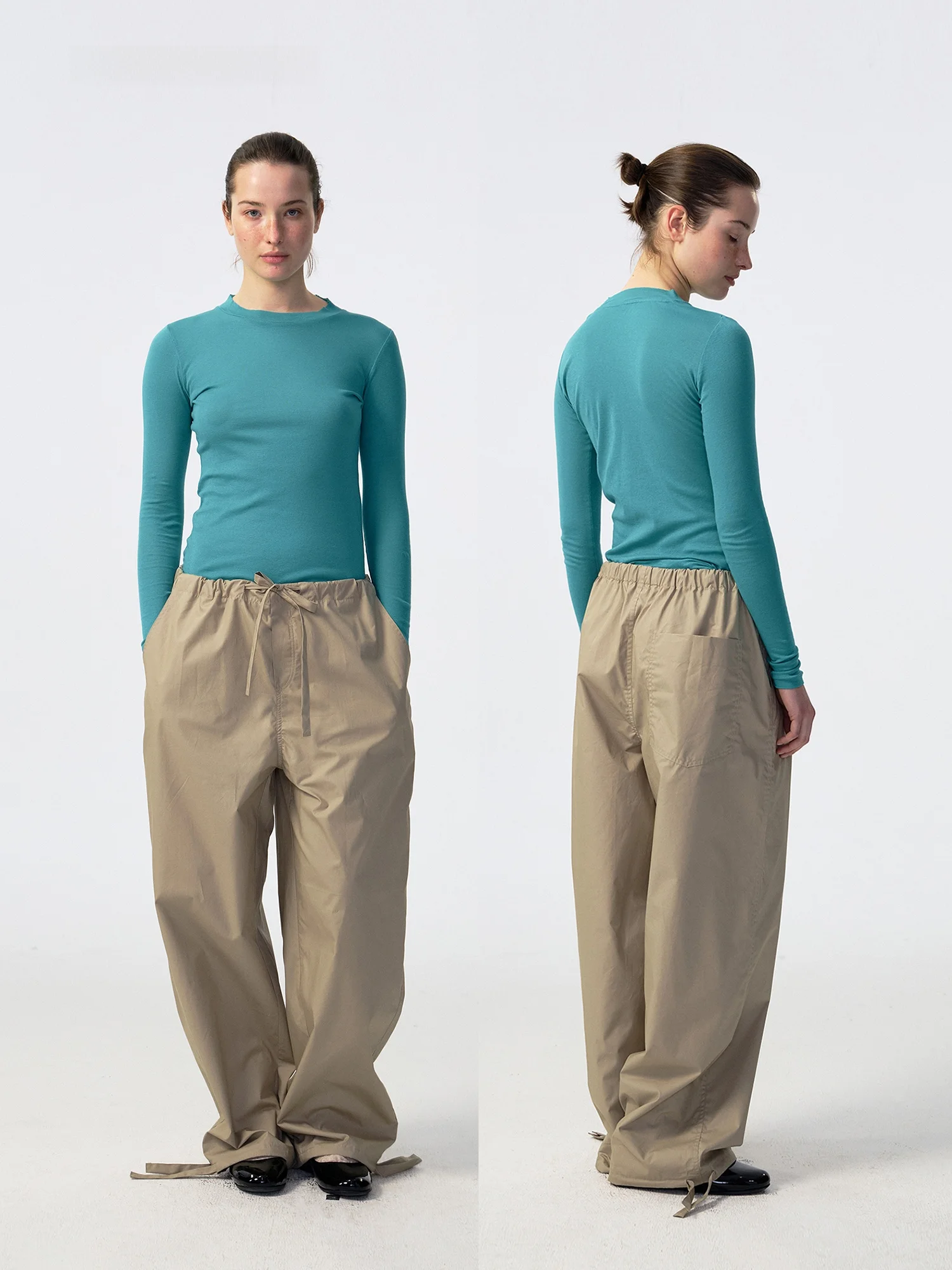 

EMM Retro Full Cotton Conical Adjustable Loose Casual Dstring Pants Women's l Waist Corded Trousers Spring 2026