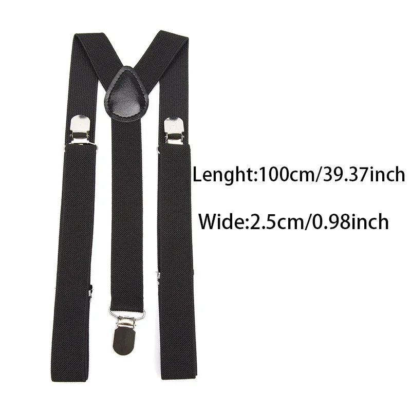 Solid Color PU Leather Suspenders, Adjustable for Men