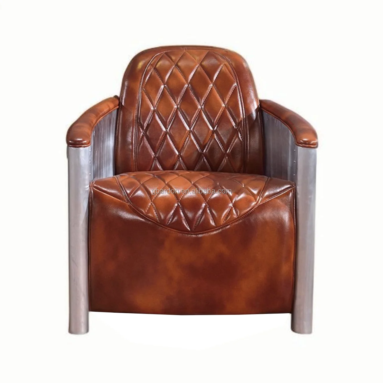 Handmade New Arrival Brown Synthetic Leather Industrial Style Antique Lounge Chair Eco-Friendly Commercial Home Bar Set