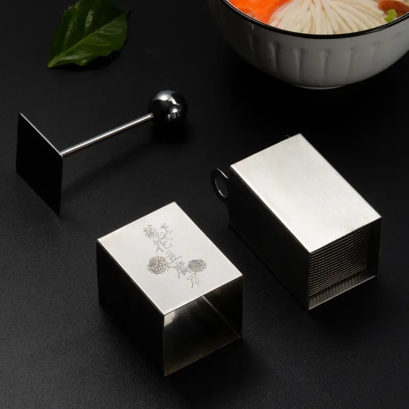 الفولاذ المقاوم للصدأ التوفو تمزيق قالب اكسسوارات المطبخ أداة الطبخ أقحوان التوفو سكين حامل القطاعة #5