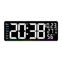 Multifunctional 16 Inch Digital Wall Clock with RGB LED Automatic Brightness Adjustment for Optimal Visibility