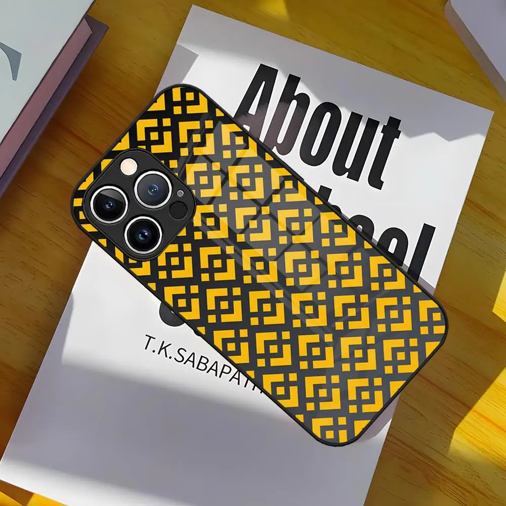 Binance Bitcoin حالة الهاتف التشفير ، غطاء الزجاج المقسى لفون 15 Pro Max ، 14 Pro ، 16 ، 12 ، 11 ، 13 Mini ، X ، XR ، XS ، 8 ، 7 Plus ، SE #3