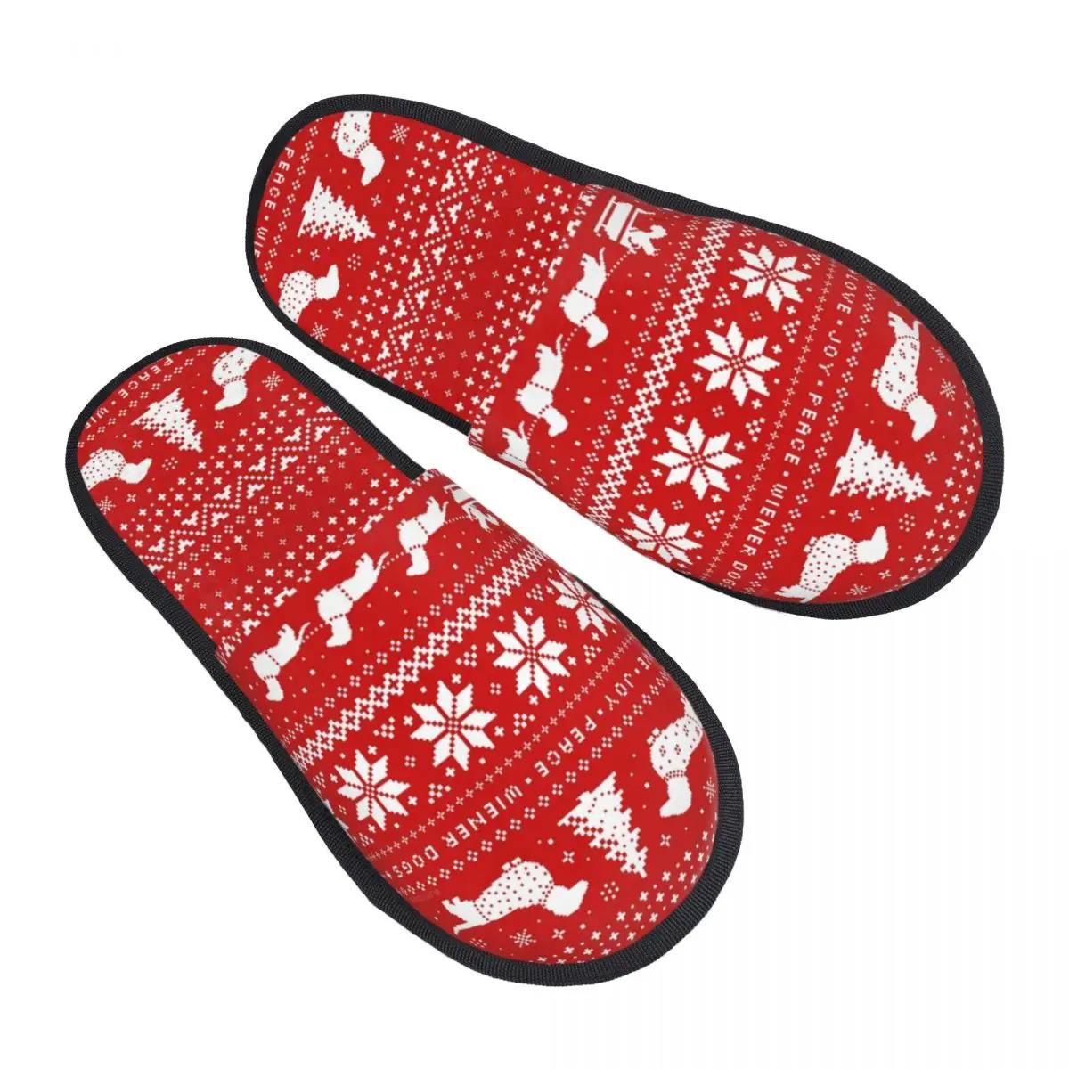 Custom Dachshund Dog Christmas Holiday House Slippers Women Soft Memory Foam Animal Pet Slip On Bedroom Slipper Shoes