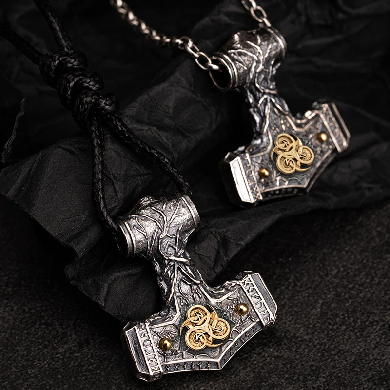 

Windforce Viking Mjolnir Sterling Silver Hammer Necklace Vintage Silver Antique Fashion Jewelry