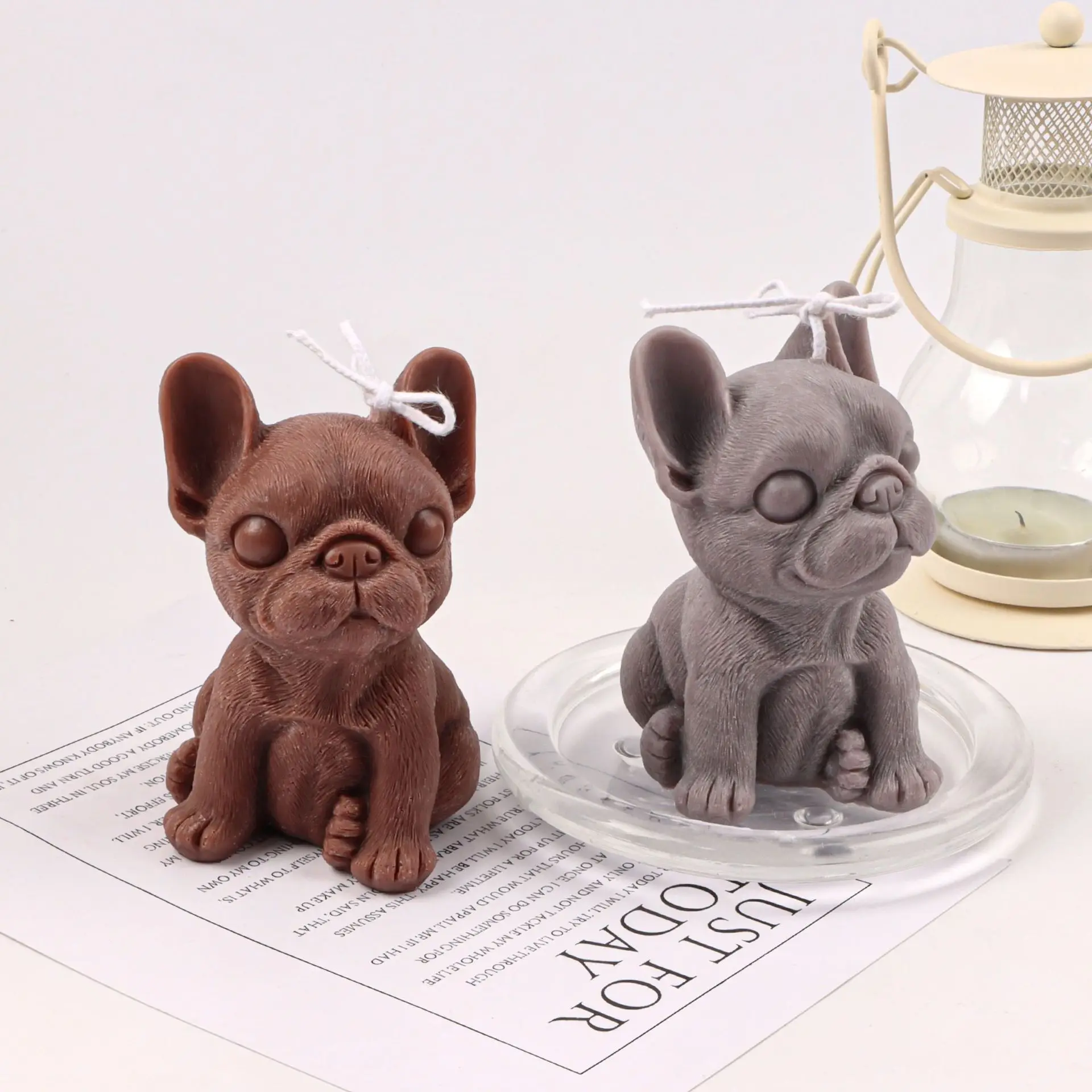 Bulldog Shiba Inu Silicone Candle Mold Cute Animal Pet Dog Plaster Resin Baking Ice Soap Mould Home Decor Gift Wedding Souvenirs