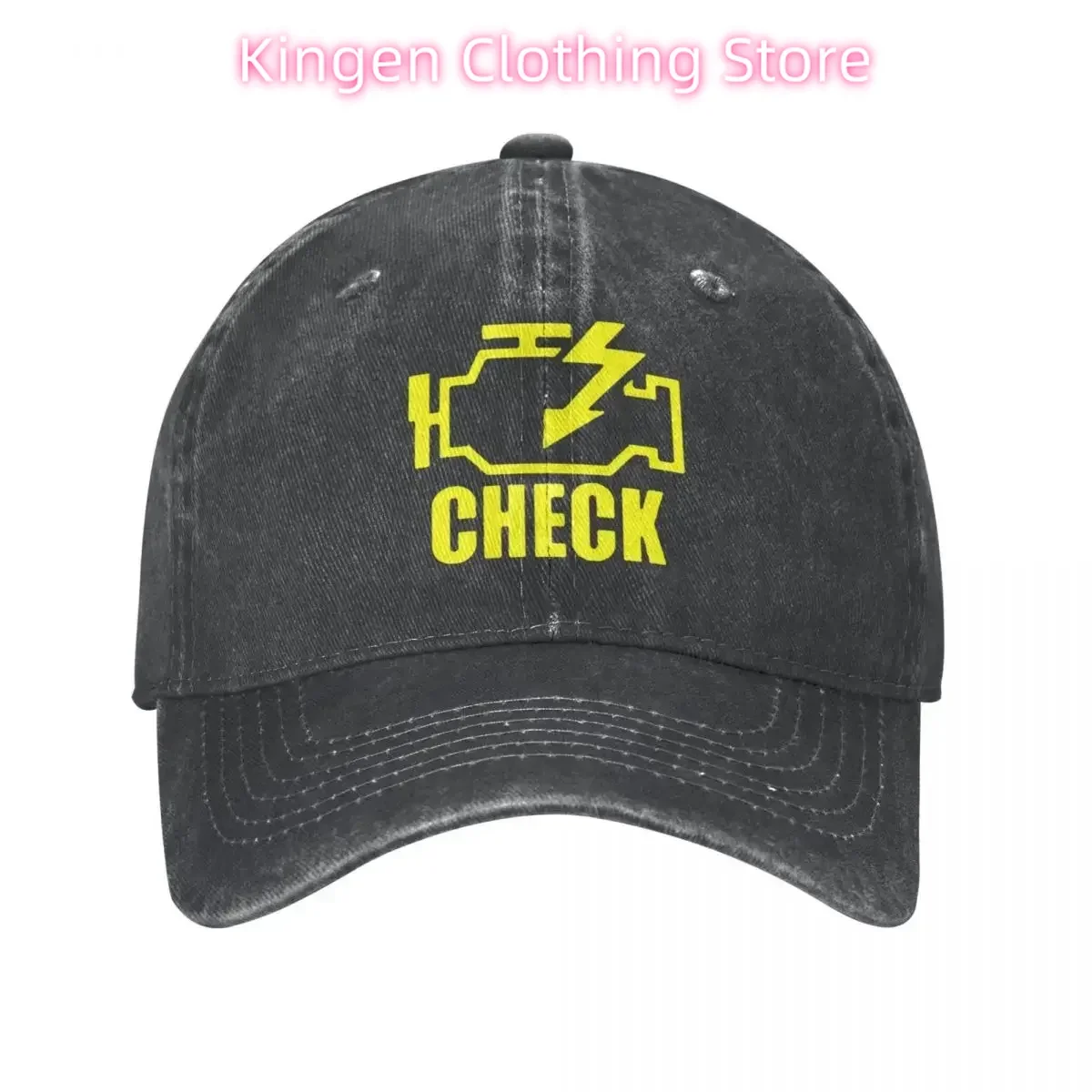 Check Engine Baseball Cap Light Mechanic Vintage Man Washed Hip Hop Hats Hot Sale Print Fishing Baseball Caps Gift Idea