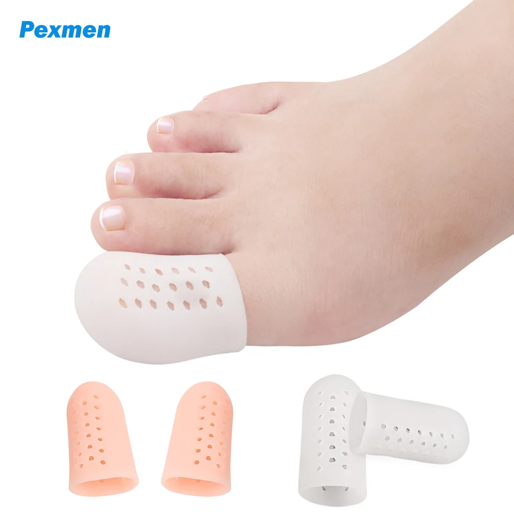 Pexmen 2/4Pcs Gel Toe Protectors Toe Caps Sleeves Prevent Pain Relief for Corns Calluses Blisters and Ingrown Toenails