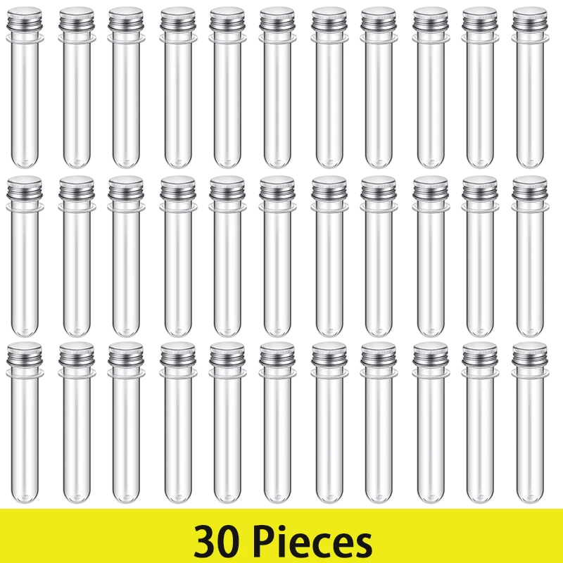 

30Pcs 40ml Plastic Test Tubes Clear and Transparent Candy Storage Containers with Screw Caps