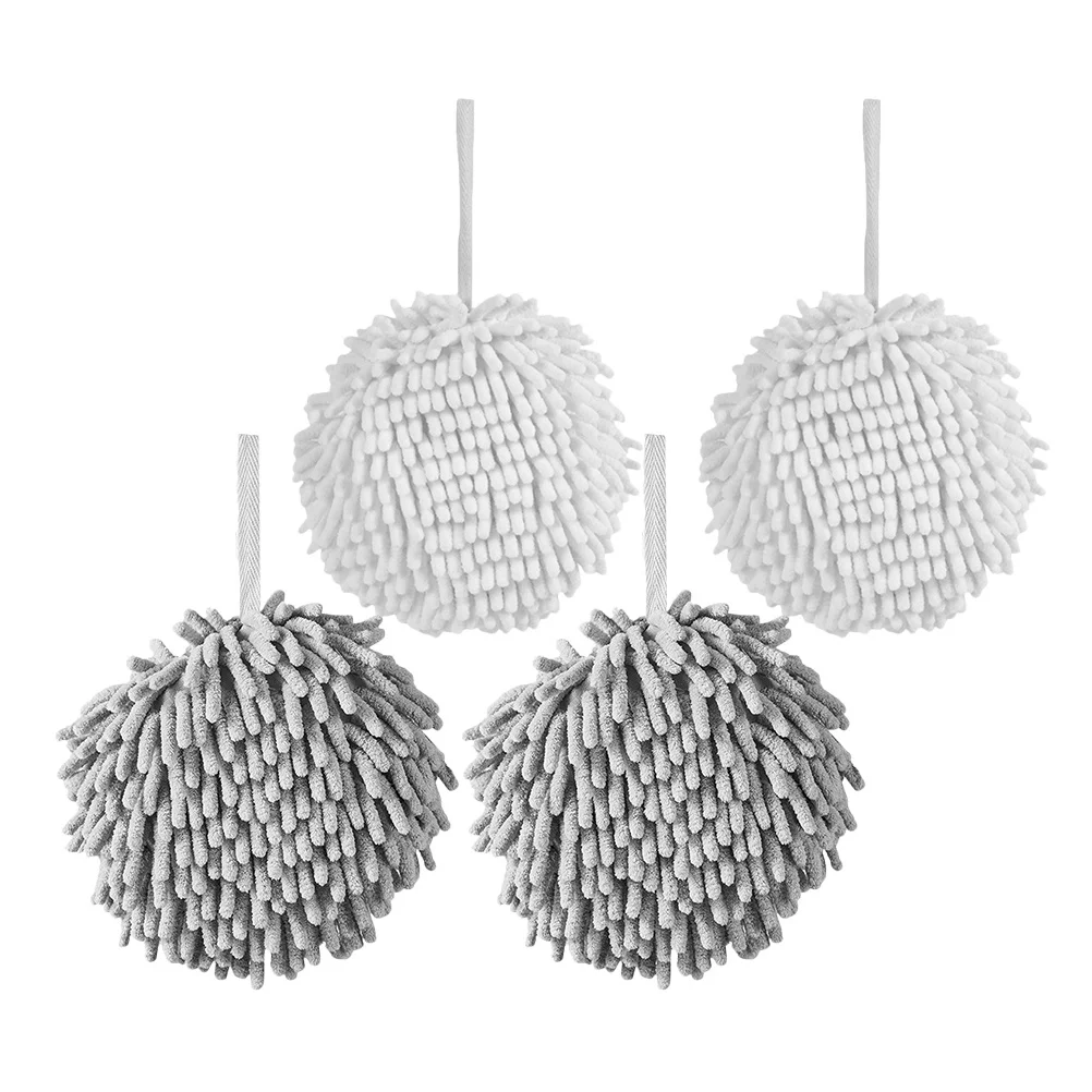 

4Pcs Quick Drying Hand Towels Spherical Chenille Material Practical for Kitchen Bathroom Home Use Chenille Hand Towel