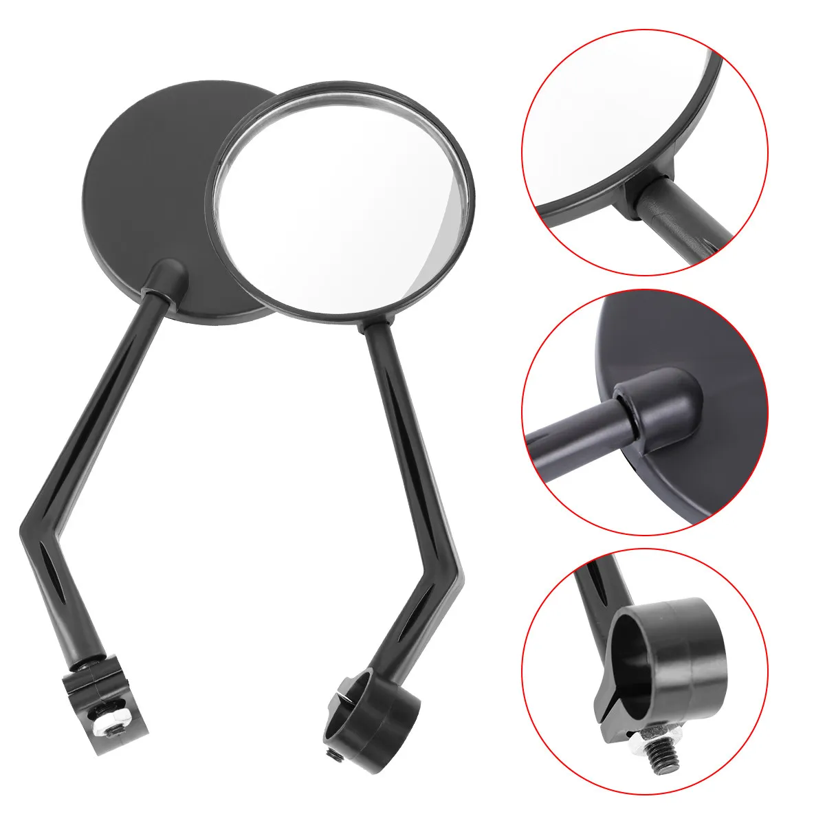 

2Pcs Cycle Rear View Mirror Safety Mirror for Bicycle Fast Install Dismantle Adjustable Angle Reflective Back Large Lens Light