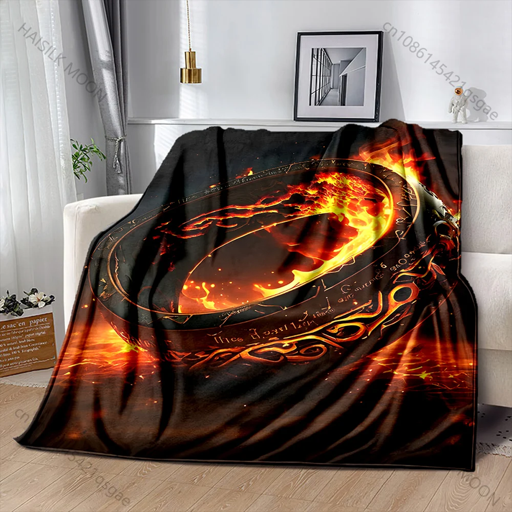 Multiple sizes Flaming ring with inscriptions Print Blanket Warm Soft for Children Adults Luxury Gifts Home Sofa Travel Camping