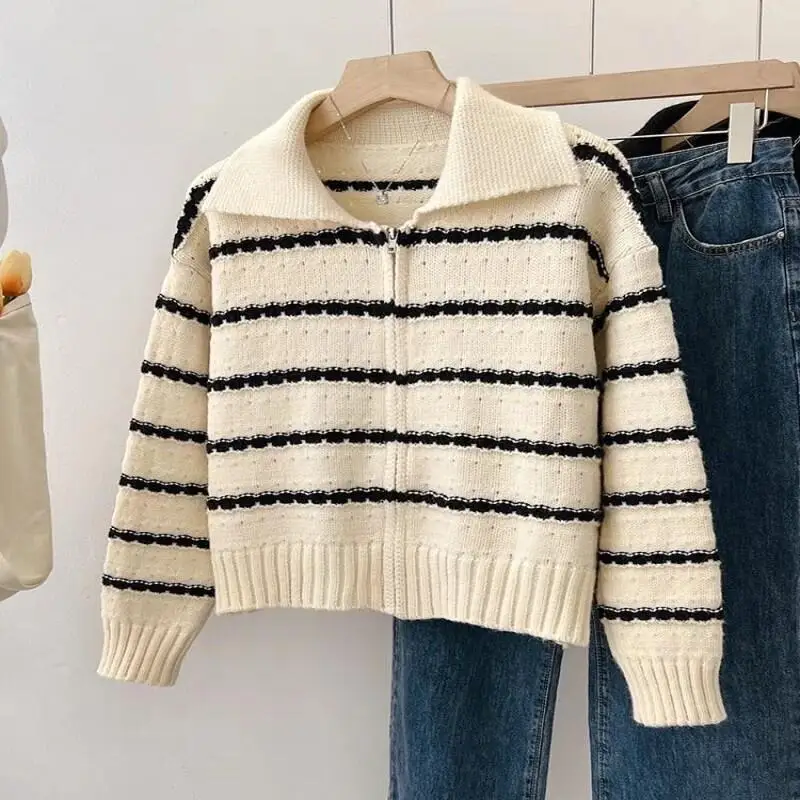 

Women's Sweater Outdoor Daily Wear Zipper Knitted Sweater Soft Women Autumn Winter OuterWear Loose Lazy Korean version tops