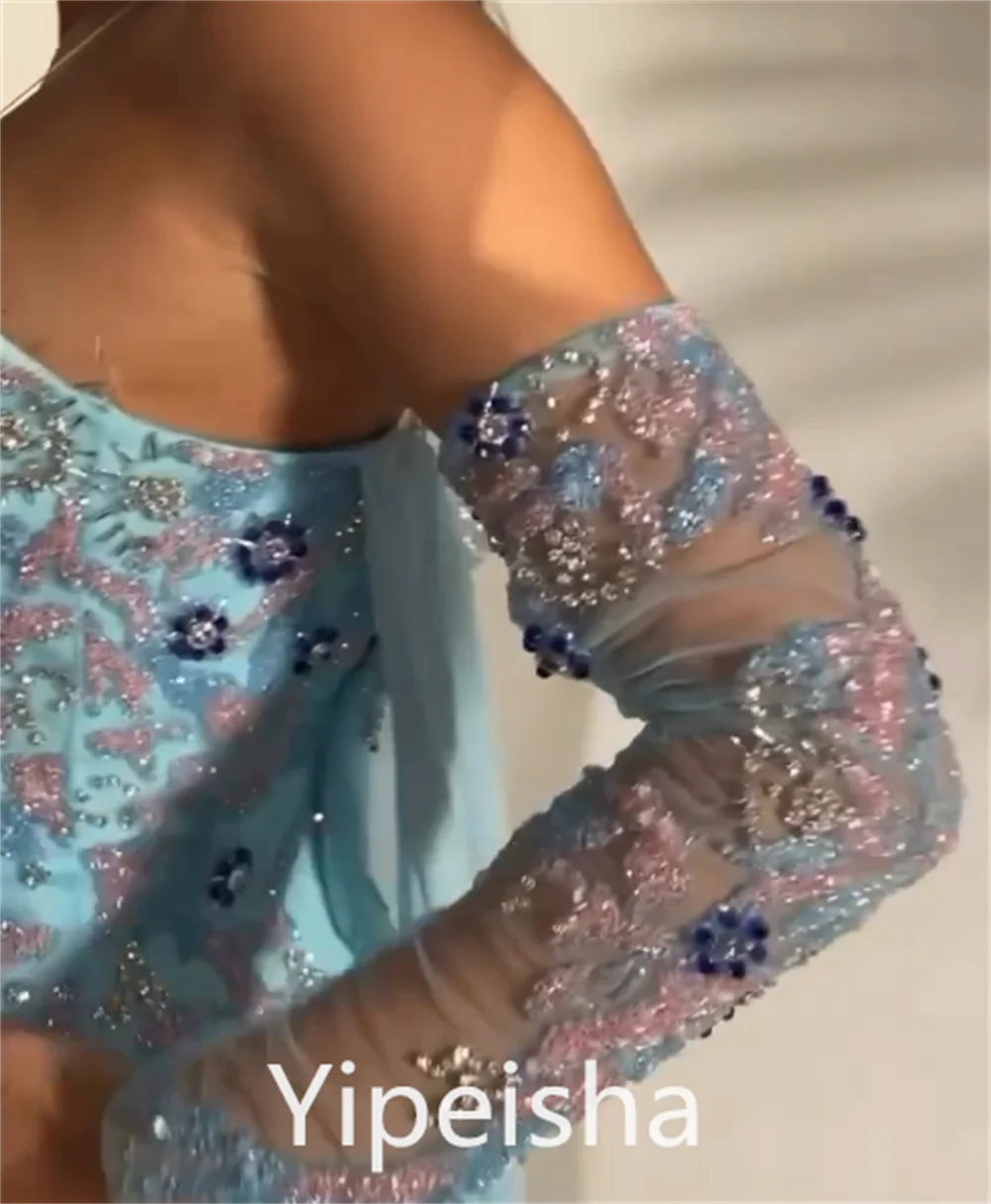 Yipeisha semplice squisito senza spalline a-line Party perline Paillette Chiffon Bolero personalizzato Arabia saudita es