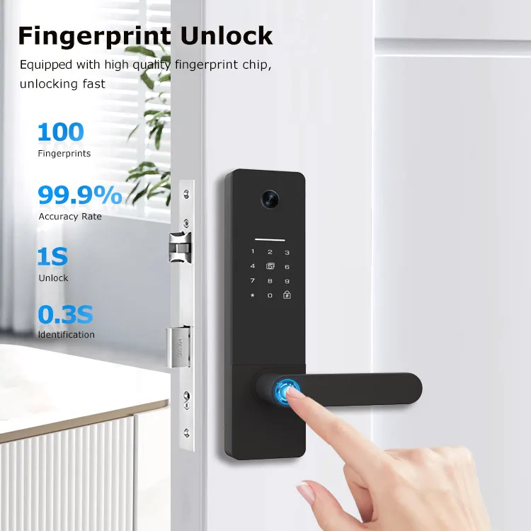 Intelligent Digital Fingerprint Locks Entry Handle Smart Door Lock For Homes