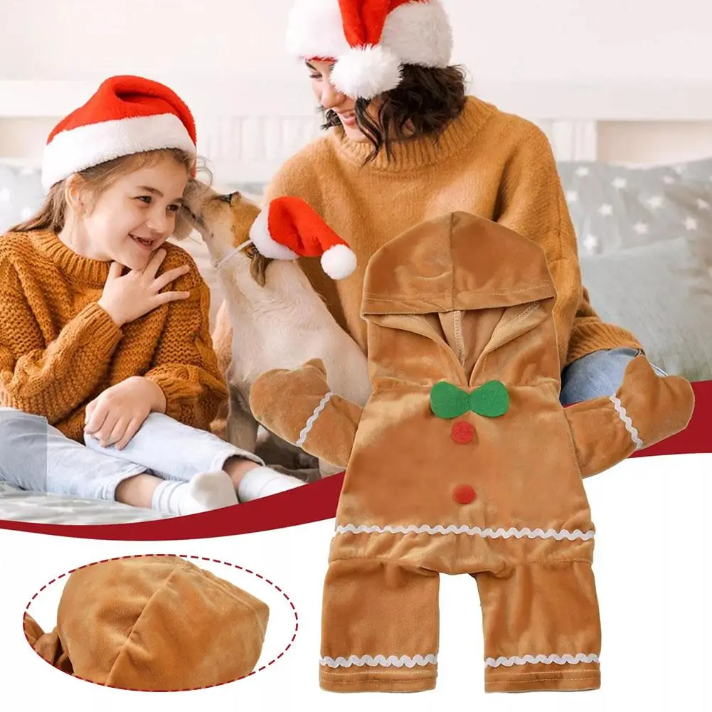 Pet Gingerbread Hoodie Soft Puppy Costume Hoodie Gingerbread Man Pet Puppy Cat Stand Up Costume For Cats Dogs Puppy Pets J4J6