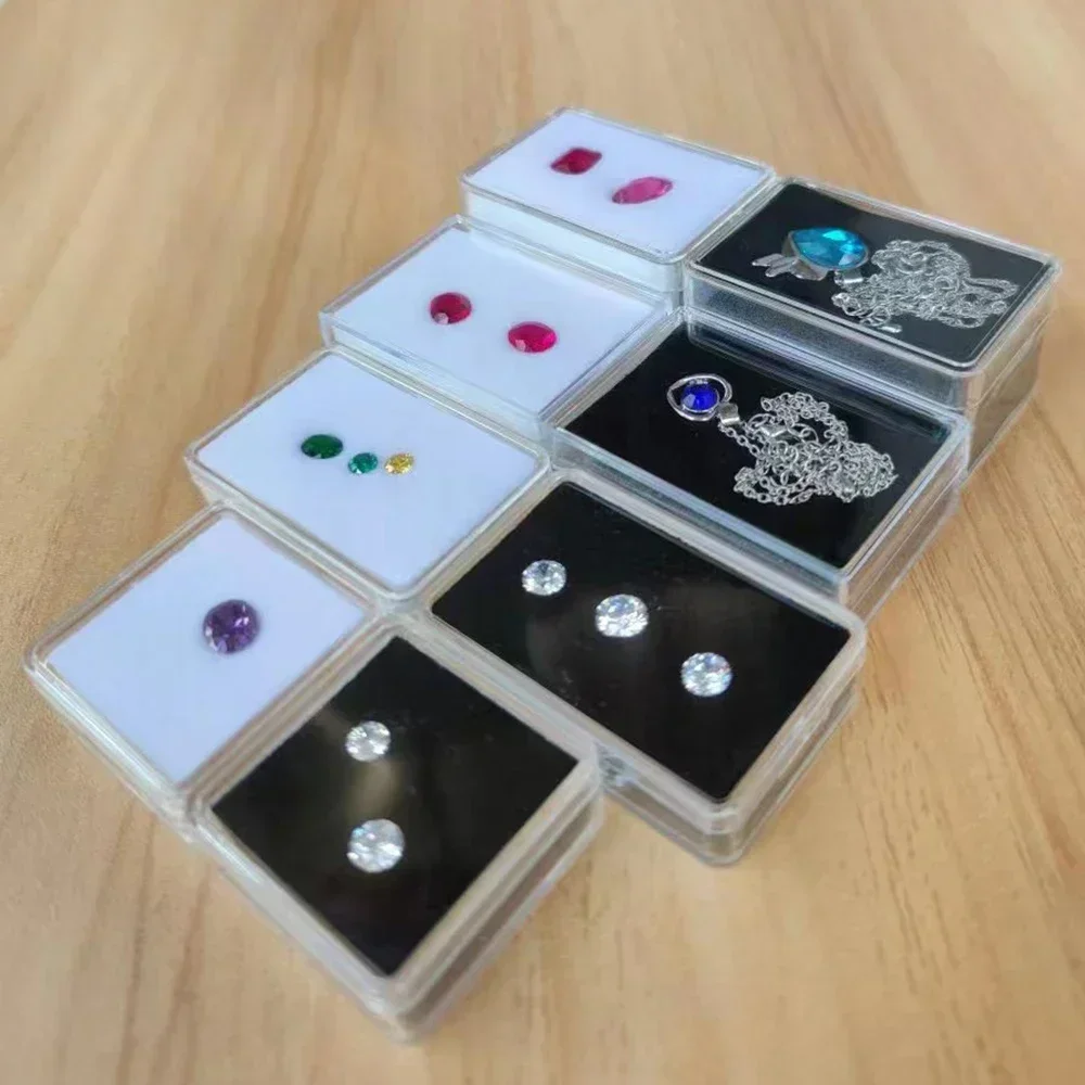 Loose Diamond Box Transparent Gemstone Storage Case Quality Pendant Beads Organizer Ring Earrings Gem Stone Gift Packaging Box