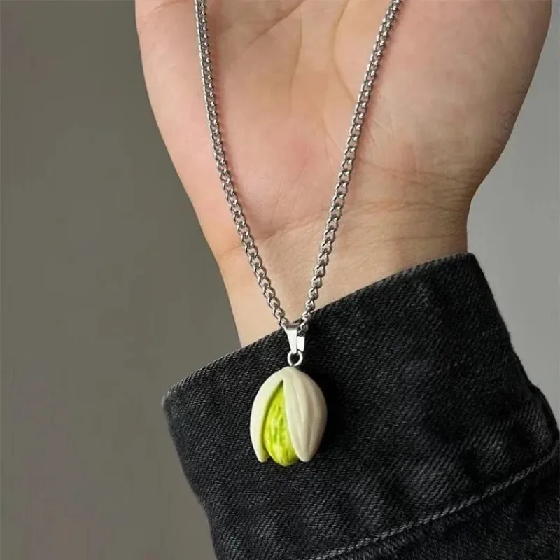 Creative Pistachio Necklace Key Chain for Women Funny Bag Pendant DIY Accessories Key Chains Girl Friend Lover Luck Gift