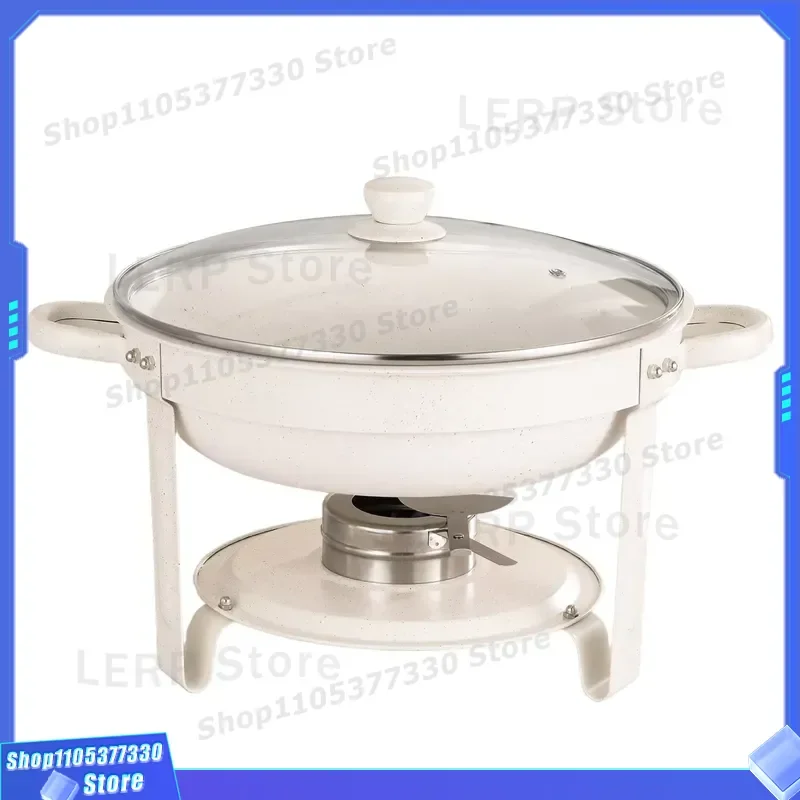 Round Quartz Stone Buffet Warmer Stainless Steel Alcohol Heated Detachable Chafing Dish for Hotel Restaurant Catering Service