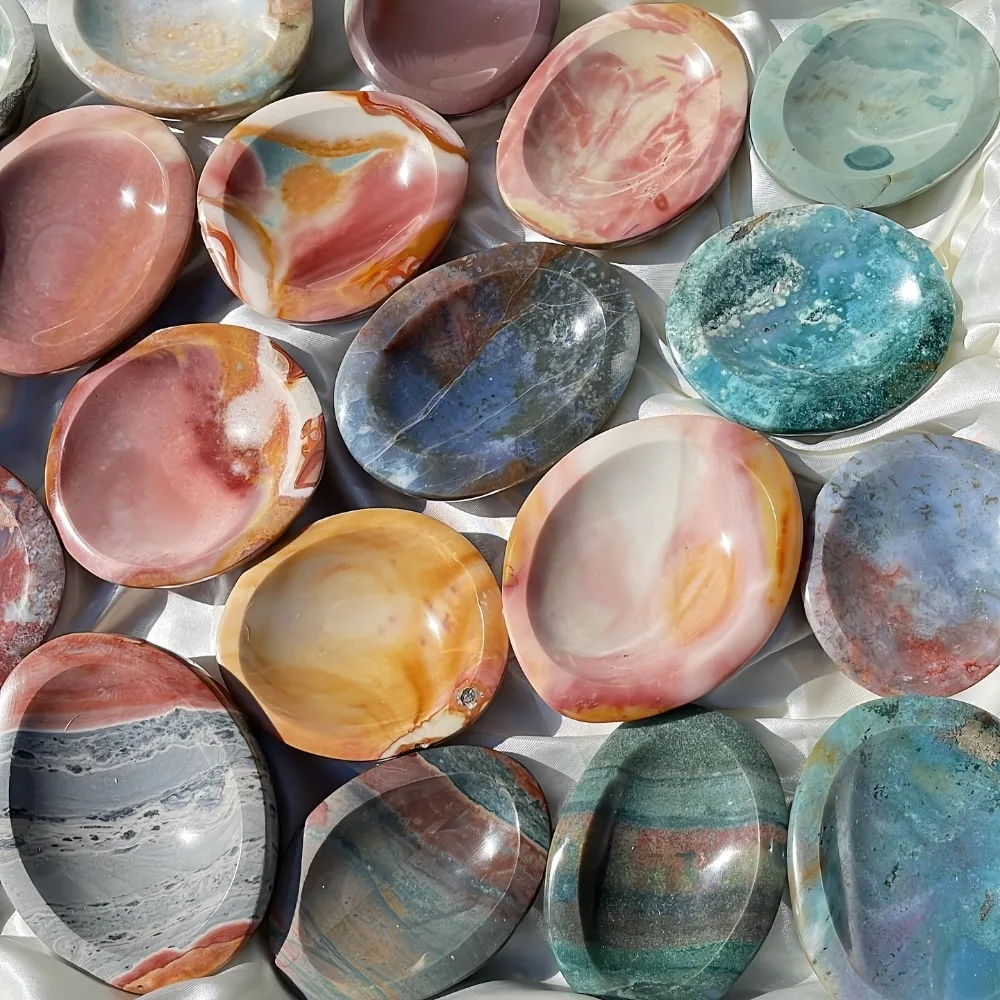 Natural Ocean Jasper Crystal Bowl Perfect for Home and Office Decor Holiday Gifts or Table Settings