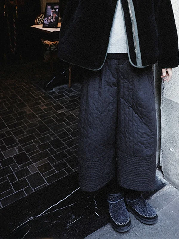 Pantalones de pierna ancha de cintura alta, pantalones informales de algodón para mujer, corte de bota, longitud de siete a nueve puntos, novedad de invierno