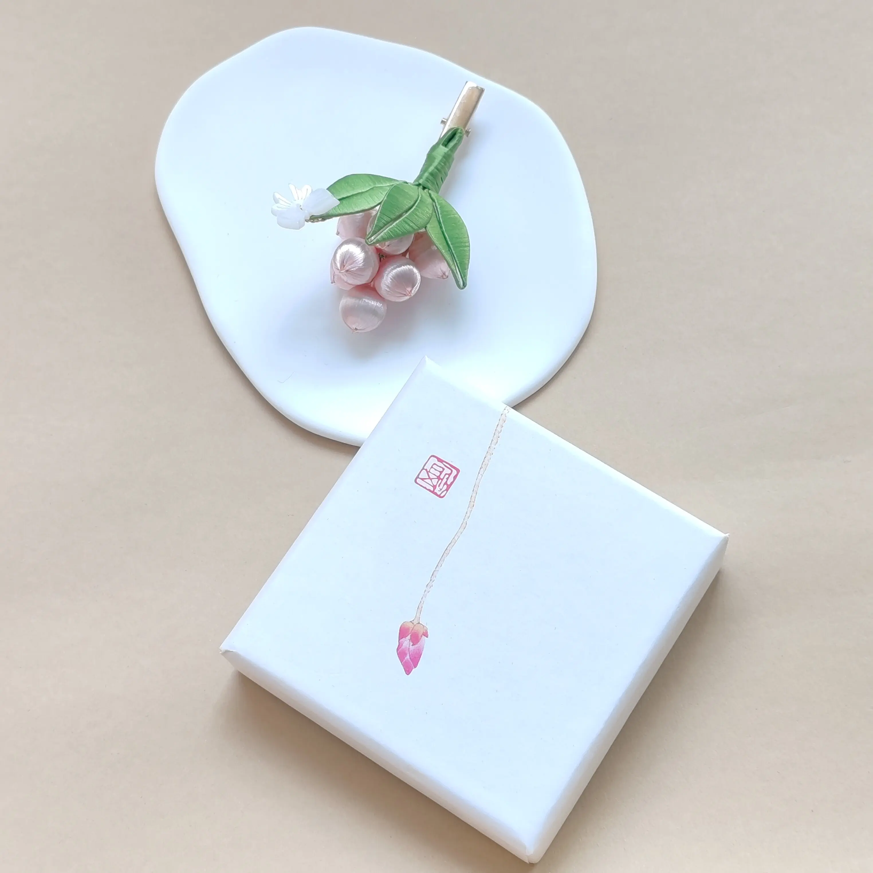 Traditional Chinese Intangible Cultural Heritage Grape Flower Hair Clip Brooch 8cm Hanfu Cheongsam Hair Accessory Pink Purple