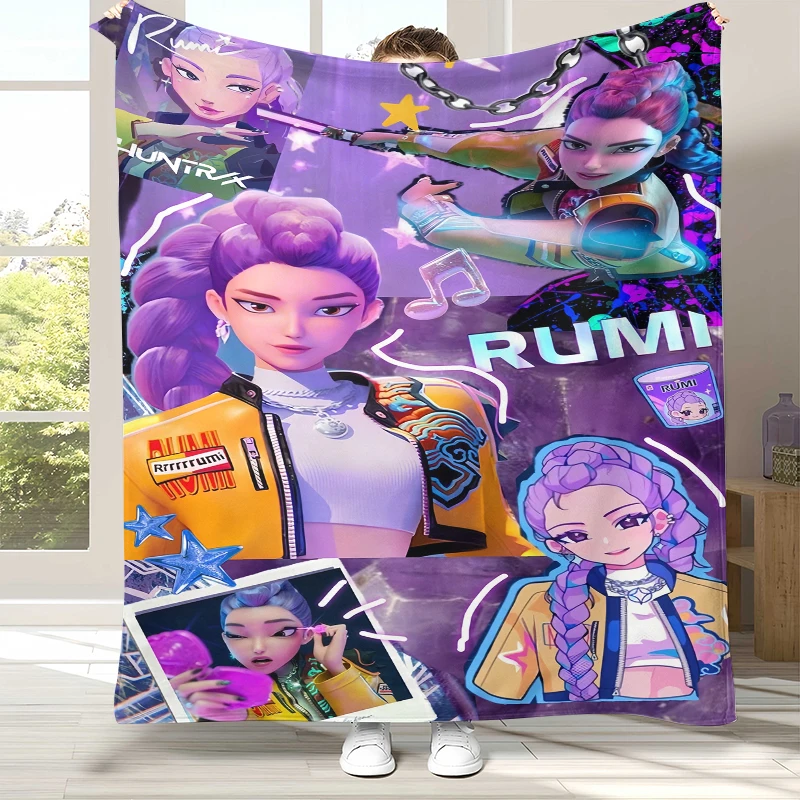 Couverture en flanelle K-Pop Demon Hunters Golden Saja Boys, couverture ultra douce et chaude en peluche pour la maison, la chambre à coucher, le canapé, le bureau, le pique-nique