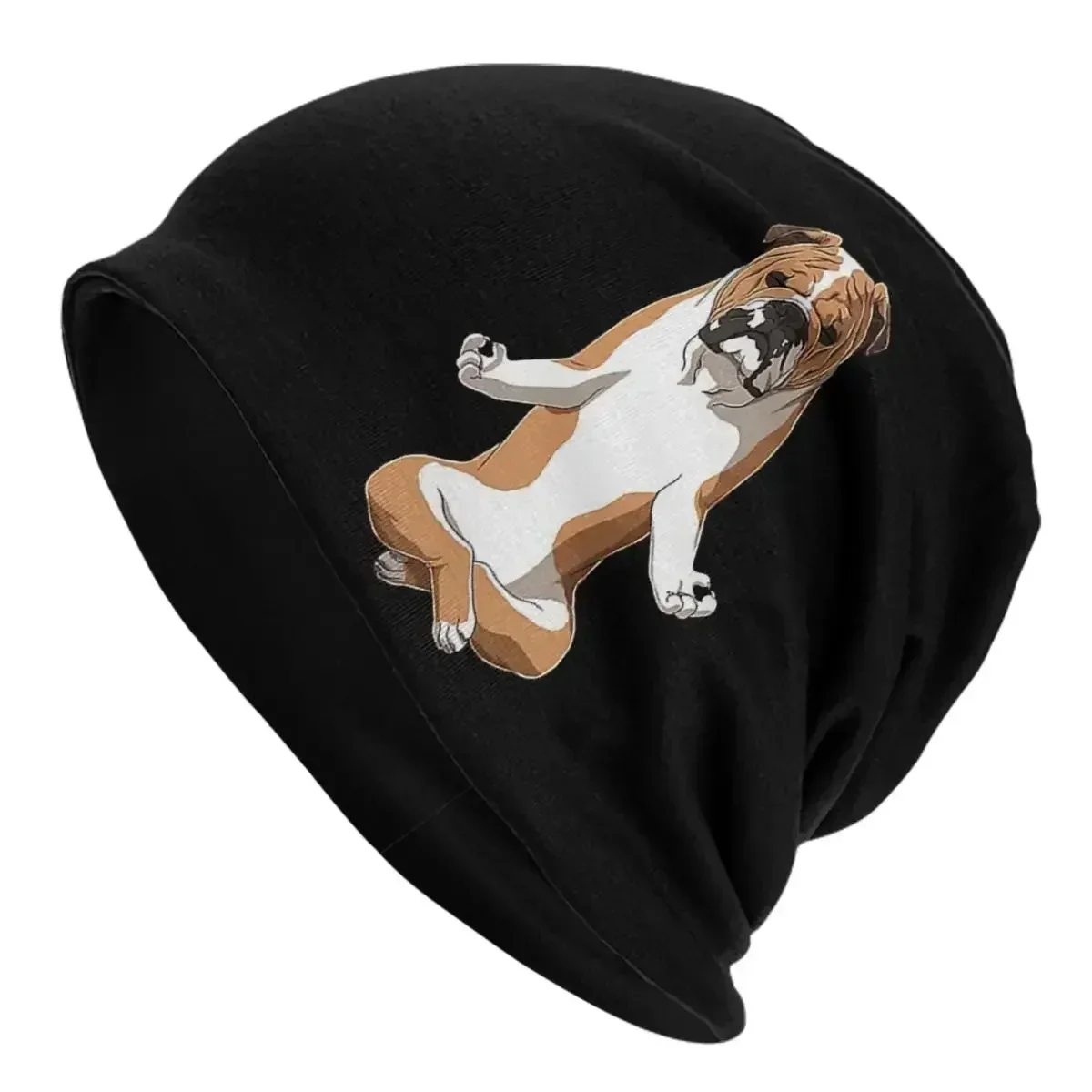 English Bulldog Dog Yoga Warm Knitted Cap Fashion Bonnet Hat Autumn Winter Outdoor Beanies Hats For Men Women Adult