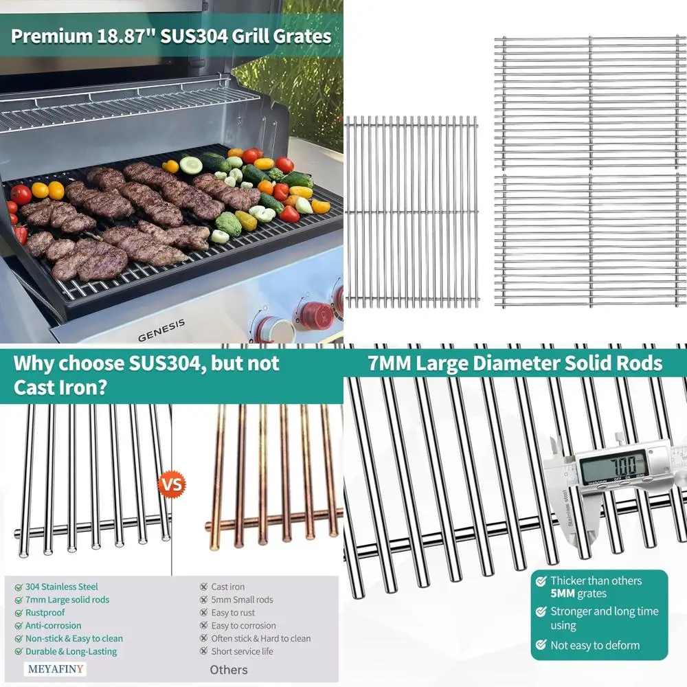 

3-Pack 18.875 304 Stainless Steel Grill Grates for Weber Genesis II 600 Series Gas Grills