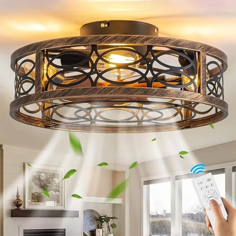 50CM Invisible Fan Light Dc Motor Silent Electric Fan Retro Ventilator Lamp For Dining Room Bedroom Home Ceiling Lamp Fans