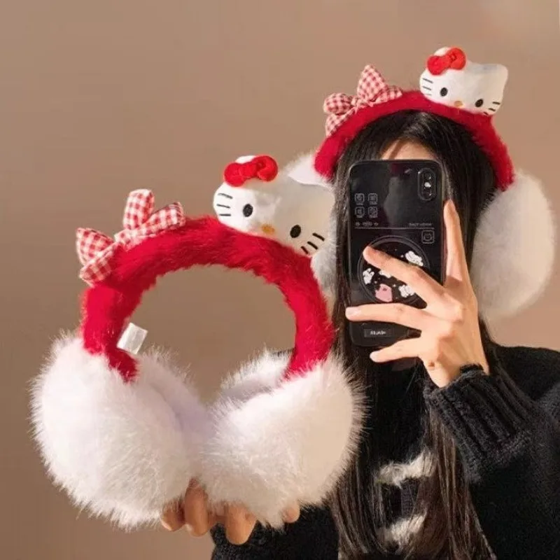 سانريو مرحبا كيتي لينة أفخم الأذن الدفء الشتاء طوي غطاء للأذنين الأطفال في الهواء الطلق إيرفلاب حماية الأذن يفشل غطاء للأذن