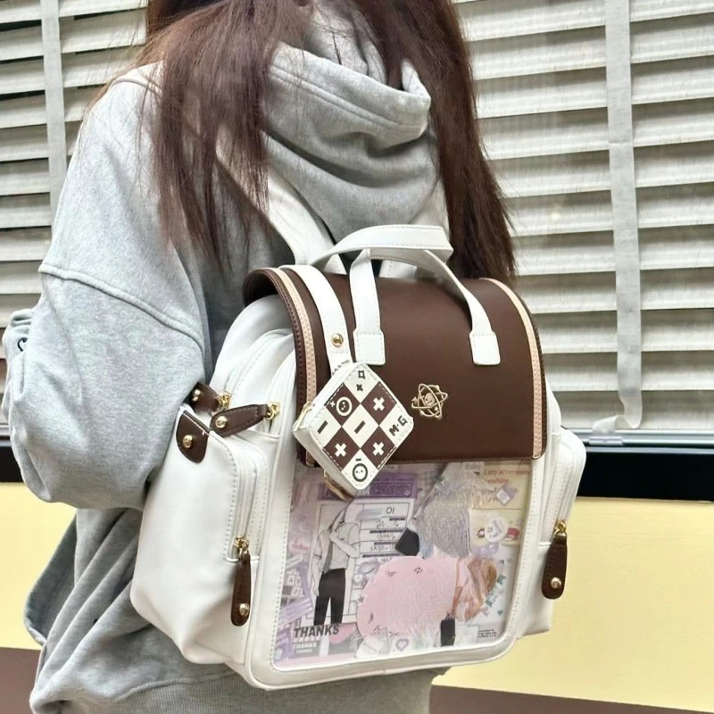 Contrast Color Transparent Preppy Schoolbags Casual Vintage Y2k Aesthetic Students Backpacks Women Japanese Fashion Jk Ita Bags