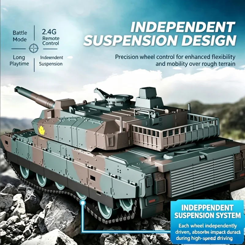 TONGLI RC Tracked Tank Toy with Shooting Function, Powerful All-Terrain Off-Road Climbing, Highly Realistic Tank Replica, Rechargeable Durable Toy Vehicle, Multiplayer Battle Mode, Ideal Birthday & Holiday Gift for Boys Aged 8+