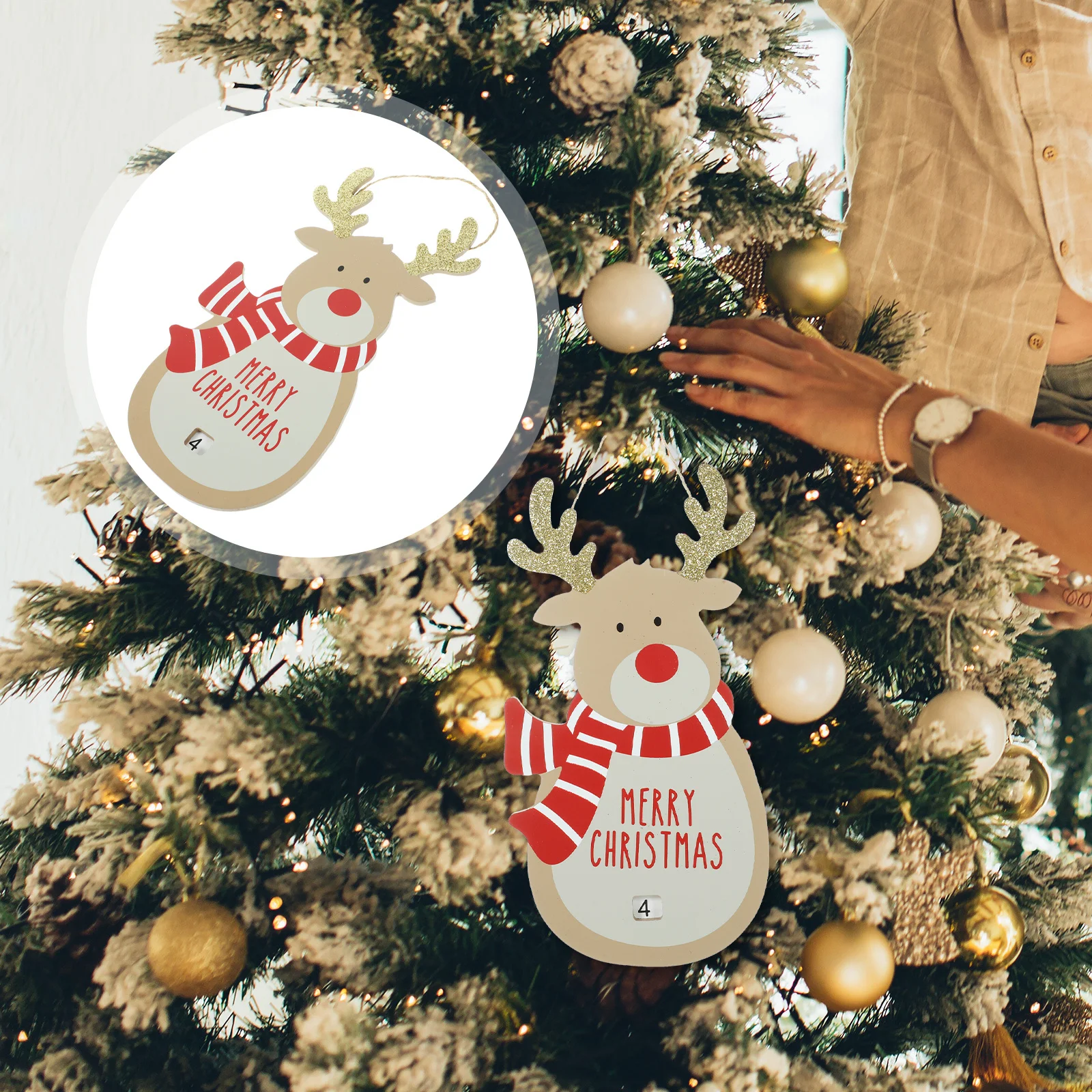 

Christmas Tree Hanging Ornament Wooden Deer Design Xmas Decor Pendants Festive Holiday Decorations for Home Wall Door Display