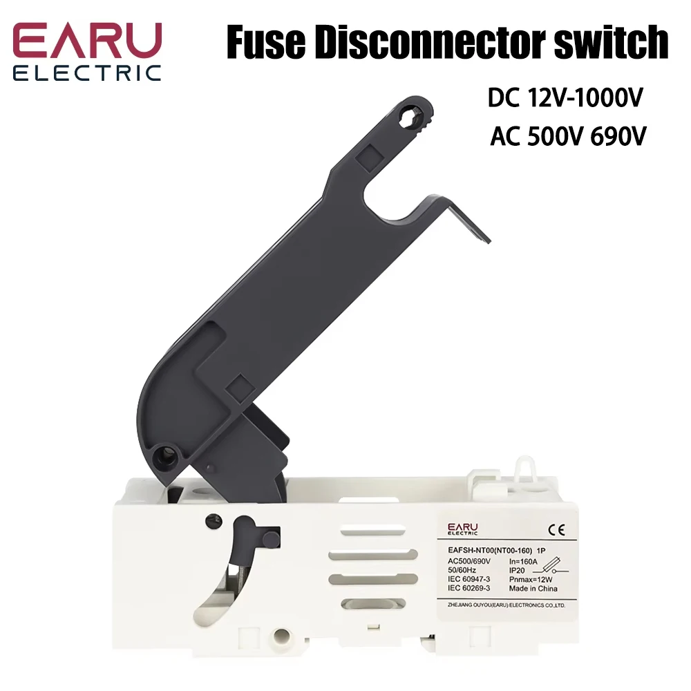 Fuse Disconnector Switch DC 12V-1000V AC 500V 690V  1P for NT00PV NT00 Battery Fuse Plug-in Knife Type Installation Telecom Fuse