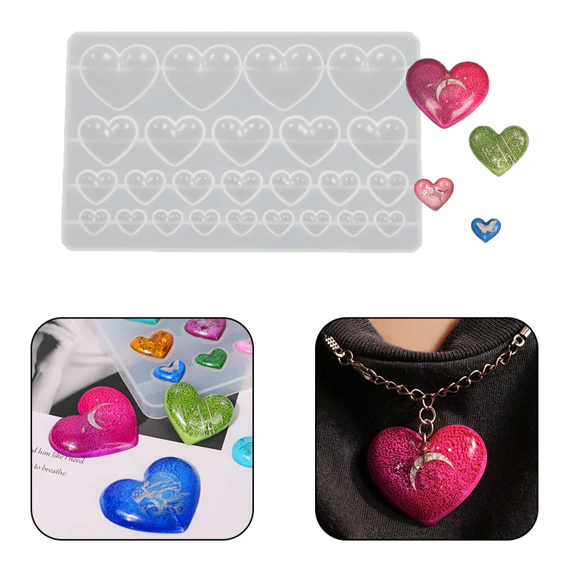 

Love Gemstone Pendant Patch Silicone Mold Muti-size Heart Shaped DIY Handmade Necklace Keychain Epoxy Resin Mold For Jewelry