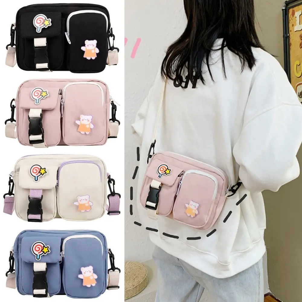 

Fashion Students Cute Small Messenger Bag Canvas Flap Handbags Simple Crossbody Bags Colorful Shoulder Bags for Women