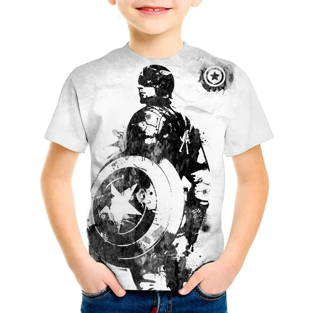 2024 Captain America 3d Print T-shirt Men Fashion cartoon T-shirts Kids Hip Hop Tee Top Stranger Things Marvel T Shirt Boy