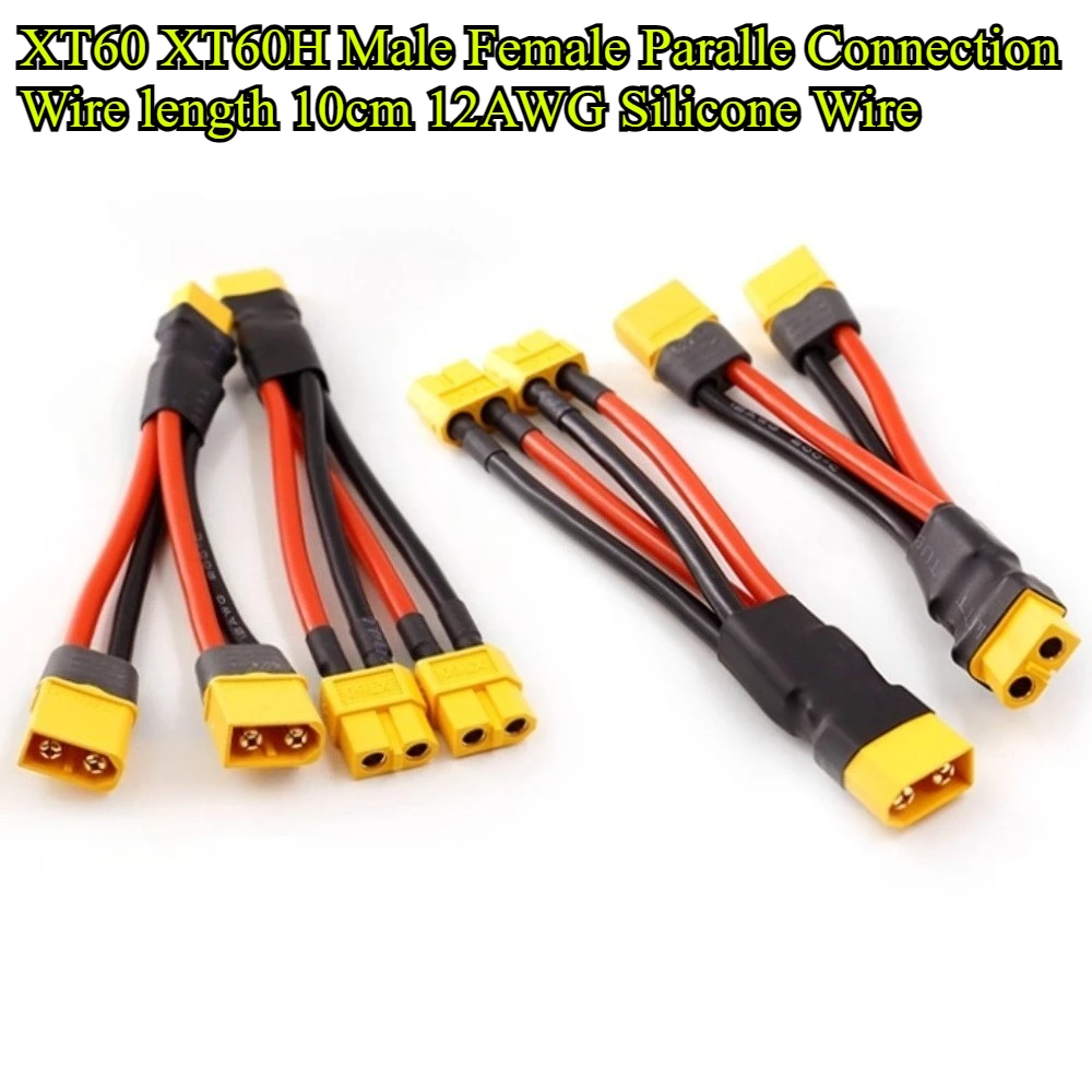 XT60 XT60H Parallel Series Battery Male/Female Cable Extension Y Splitter 2-Way 12AWG Silicone Wire for Battery Charger Motor