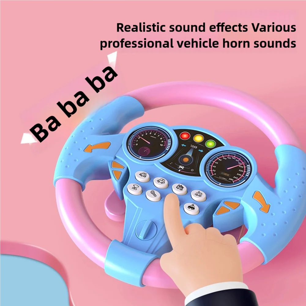 Brinquedo de volante infantil simula co-piloto, volante musical giratório de 360 graus, brinquedo educacional de iluminação