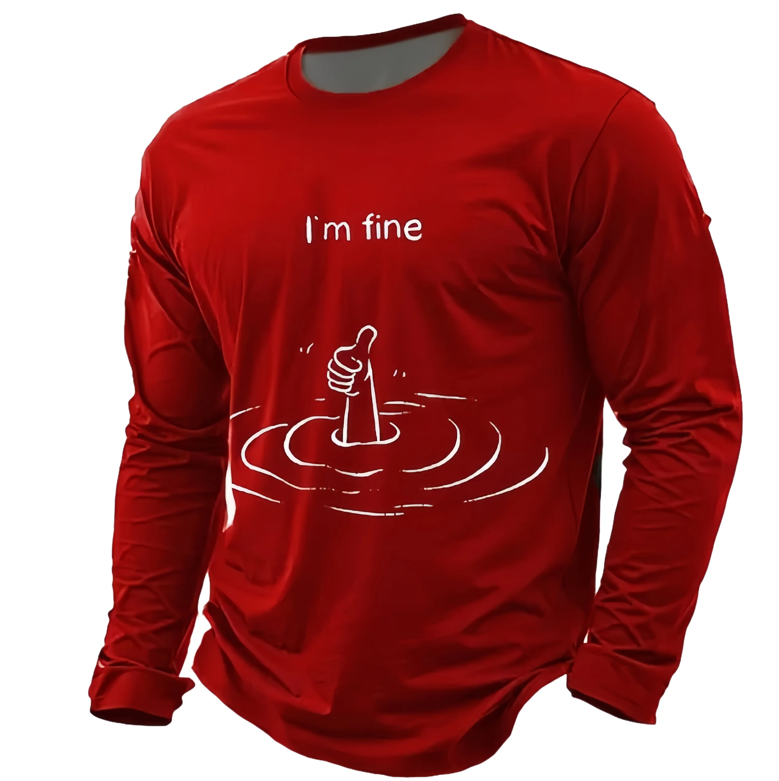 

Men's 100% Polyester Letter 3D Print Long Sleeve T-shirt Casual Loose Pullover Autumn Breathable O-neck Tops Street Men Clothing