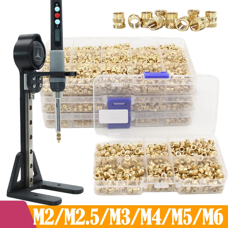 【セール中】ネジ付きインサート真鍮ナット 3D 印刷ツール M2 M2.5 M3 M4 M5 M6 ヒートセット挿入ホットメルトナットはんだごてキットプラスチック用