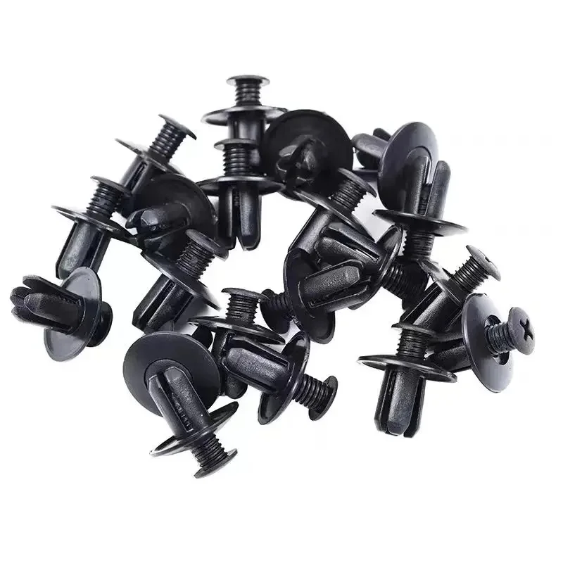 50/100pcs 8mm Plastic Rivets Fasteners Screw Car Bumper Fender Black Rivet Car Fastener Clips