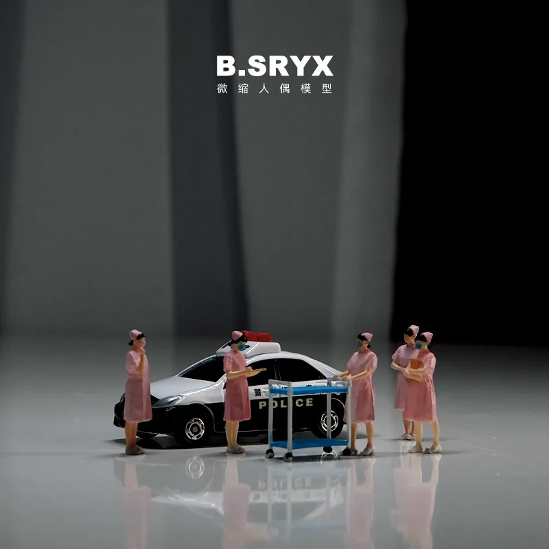 1:64 여성 의사 간호사 수술대 액션 피규어 장식 액세서리 창의적인 데스크탑 미니어처 레진 인형 장면 장식