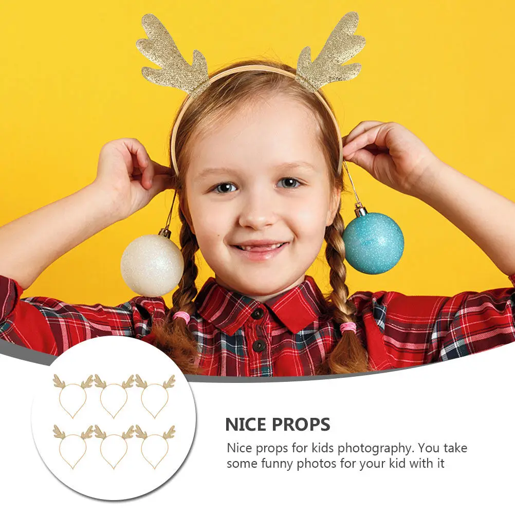 

6pcs Christmas Elk Antler Headband For Pets Non-Fading Comfortable Holiday Hair Accessory Golden Headdress Photography