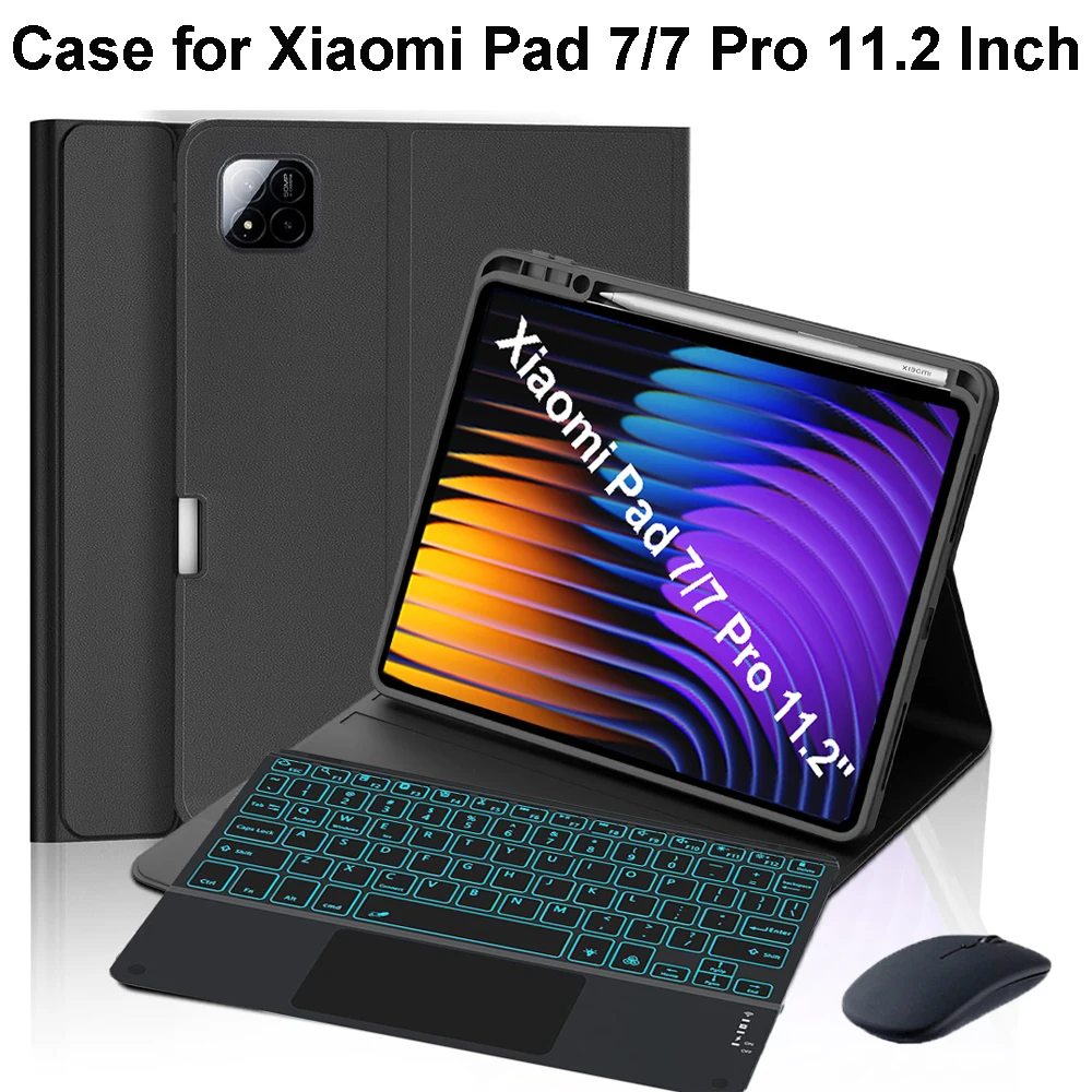 Case for Xiaomi Pad 7 11.2 inch, Bluetooth Keyboard Case for Xiaomi Pad 7 Pro 11.2 inch