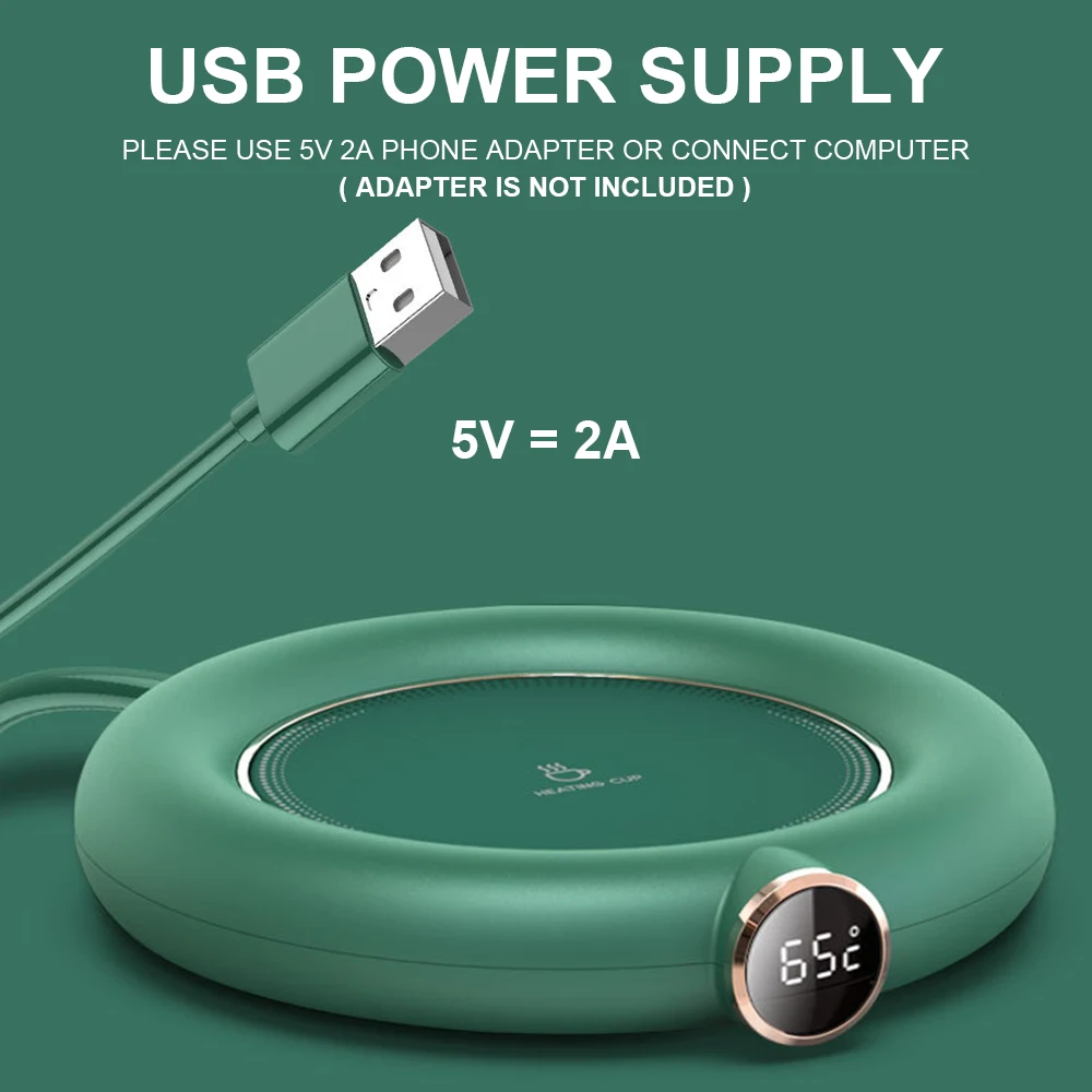 Almohadilla calentadora de taza de té, leche, café, carga USB, hogar, oficina, 3 temperaturas, placa de calor ajustable, pantalla LED, calentador eléctrico, almohadilla para taza
