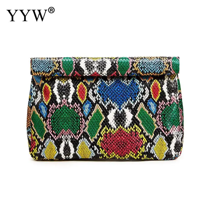 Fashion Women Snakeskin Pattern Clutch Handbag PU Leather Matte Evening Bags Chic Female Bags for Wedding Brides Cocktail Party