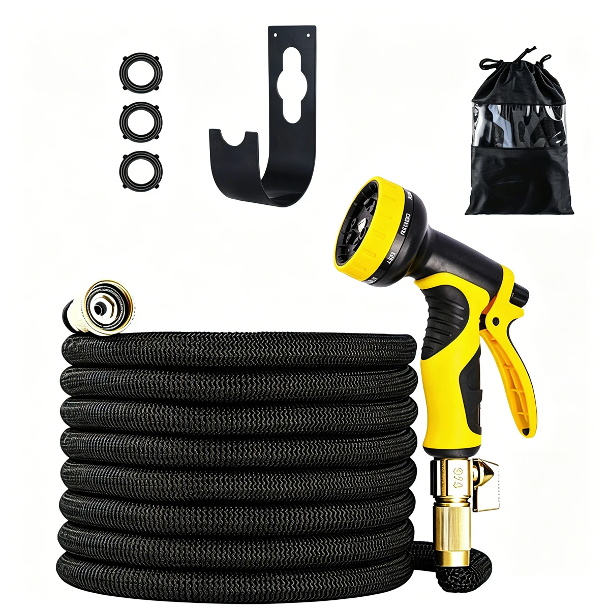 Garden Expansion Hose High-Pressure Multifunctional Adjustable Water Gun Garden Hose Set Gardening Irrigation Tool2 5FT-125FT  ﻿