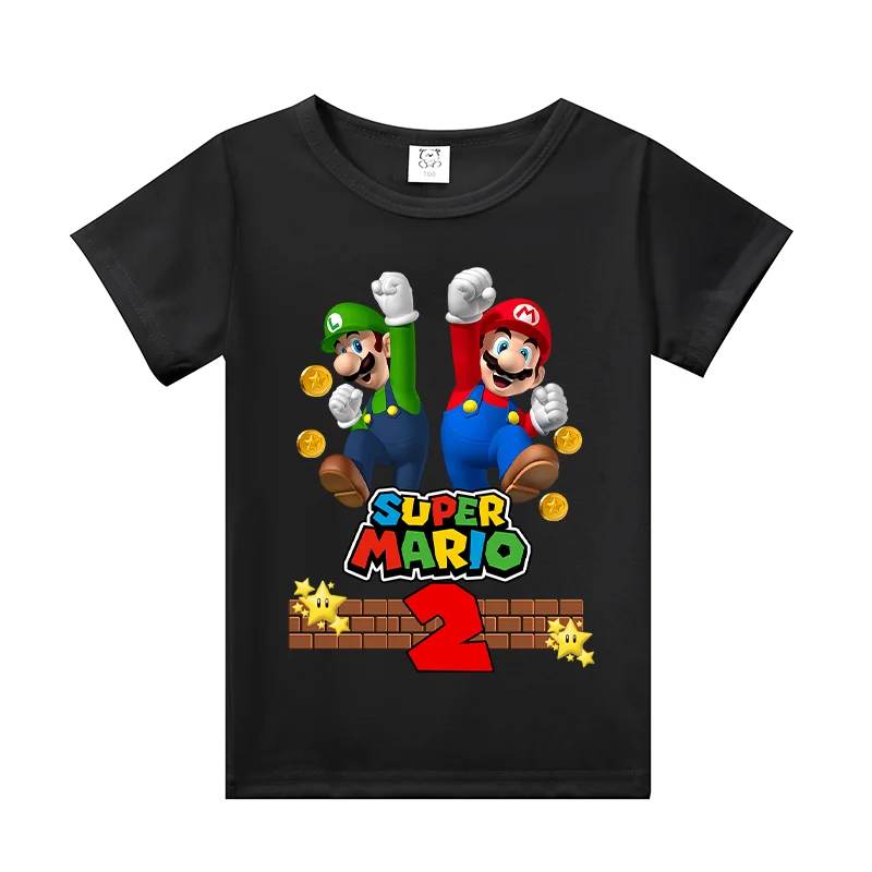 Super Marios Bros T-shirt Baumwolle Kleidung Kurzarm Sommer T-shirt Tops Jungen Hemd T-figuren Spiel Kinder Casual Kleidung