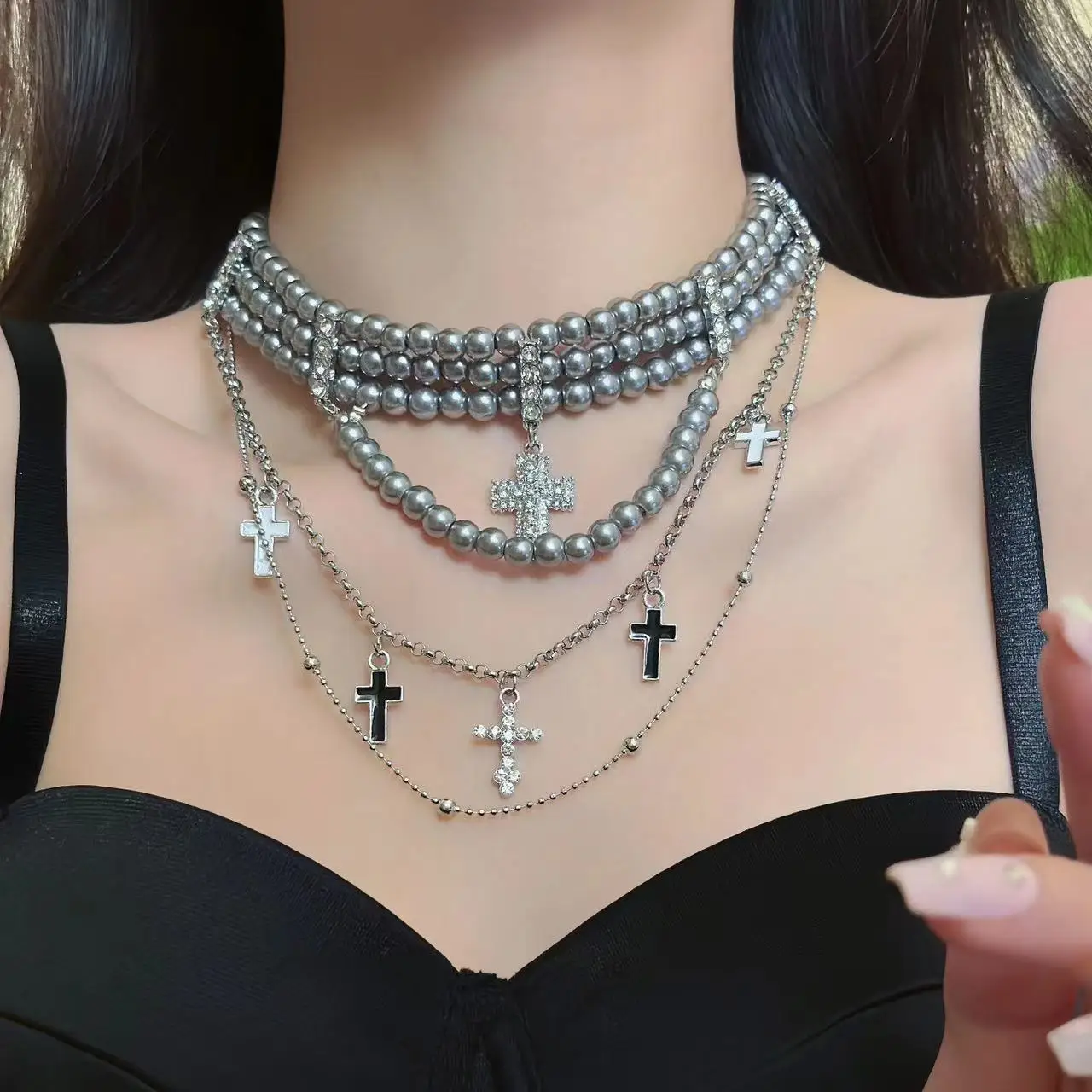 Baroque multi-layer necklace women's chocker clavicle chain